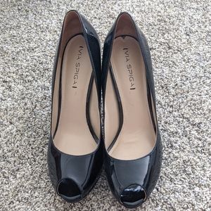 Via Spiga Patent Peep Toe Heels